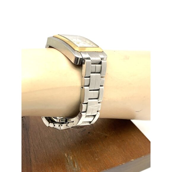 Nicolet Women's Watch Swiss Quartz White Dial Date 18kt Yellow Gold Bezel Tank - Picture 11 of 13